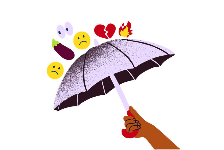 Immagine di un ombrello aperto per proteggere da emoji negative